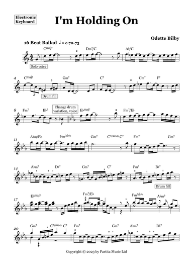 I'm Holding On (Advanced Electronic Keyboard Solo using 16 Beat Ballad)
