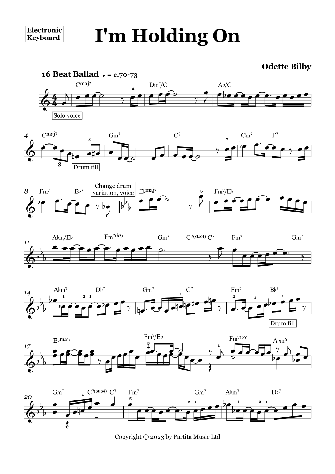 I'm Holding On (Advanced Electronic Keyboard Solo using 16 Beat Ballad)