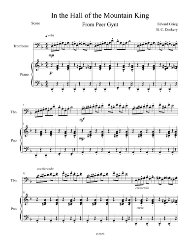 In the Hall of the Mountain King (Trombone Solo with Piano Accompaniment) (arr. B. C. Dockery)