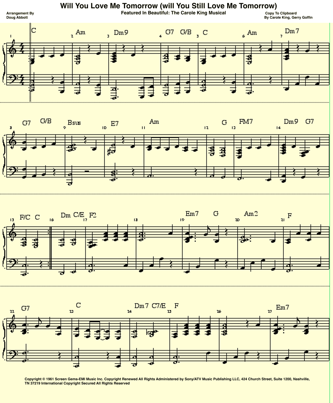 Will You Love Me Tomorrow (will You Still Love Me Tomorrow) (arr. Doug Abbott)