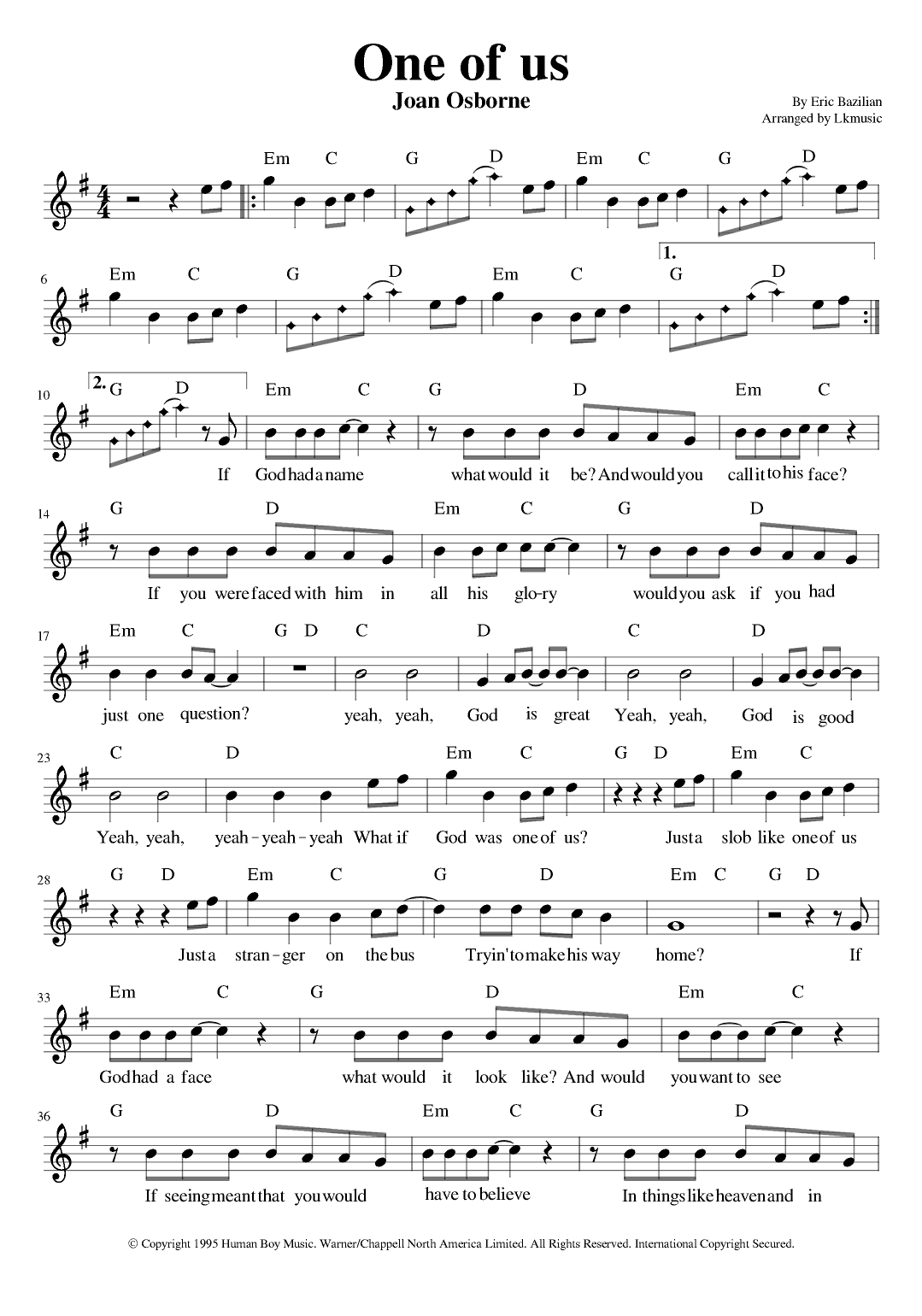 One Of Us (arr. Lkmusic)