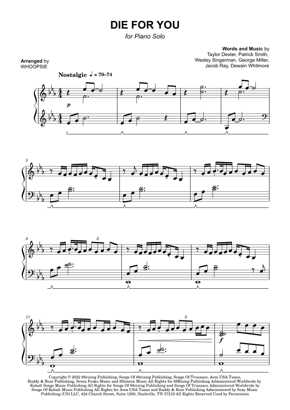 Die For You (arr. Whoopsie)