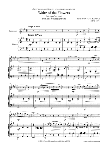 Nutcracker Suite: Waltz of The Flowers - Euphonium and Piano (Abridged) (arr. Anne L Christopherson GRSM ARCM)