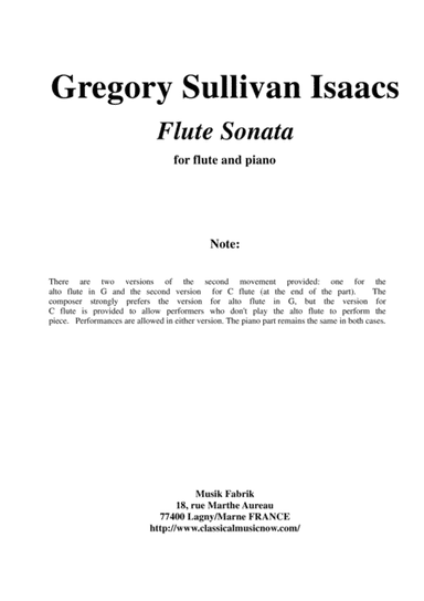 Gregory Sullivan Isaacs: Sonata for flute and piano