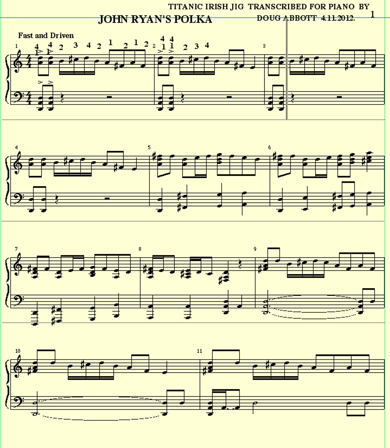 John Ryan's Polka Irish Jig From Titantic (arr. Doug Abbott)