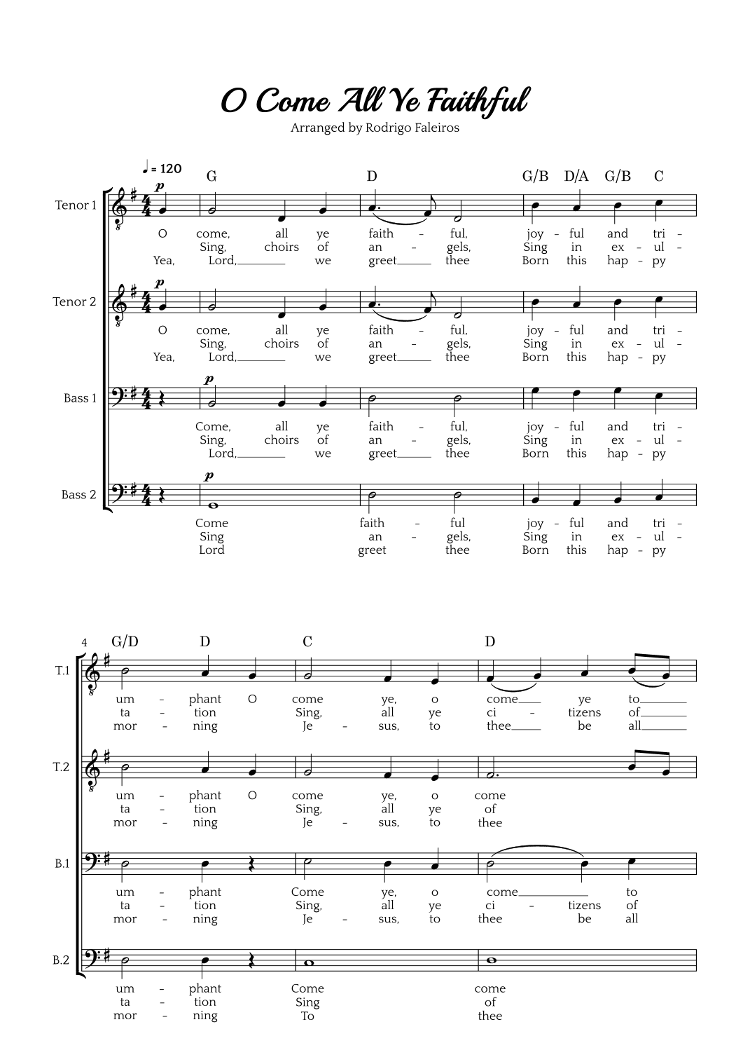 O Come All Ye Faithful (TTBB choir) (arr. Rodrigo Faleiros)