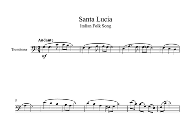 Santa Lucia - Italian Folk Song (Trombone) (arr. Digital Book Music)
