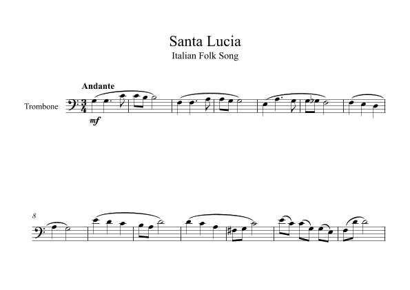 Santa Lucia - Italian Folk Song (Trombone) (arr. Digital Book Music)