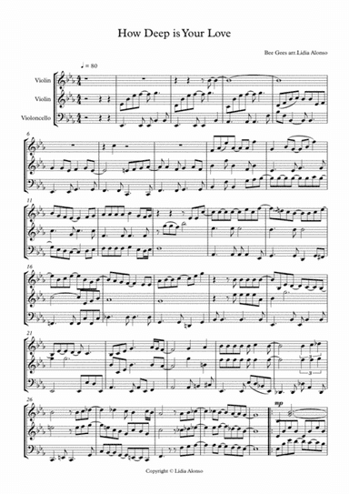 How Deep Is Your Love  from the Motion Picture SATURDAY NIGHT FEVER (arr. Lydia Cellist)