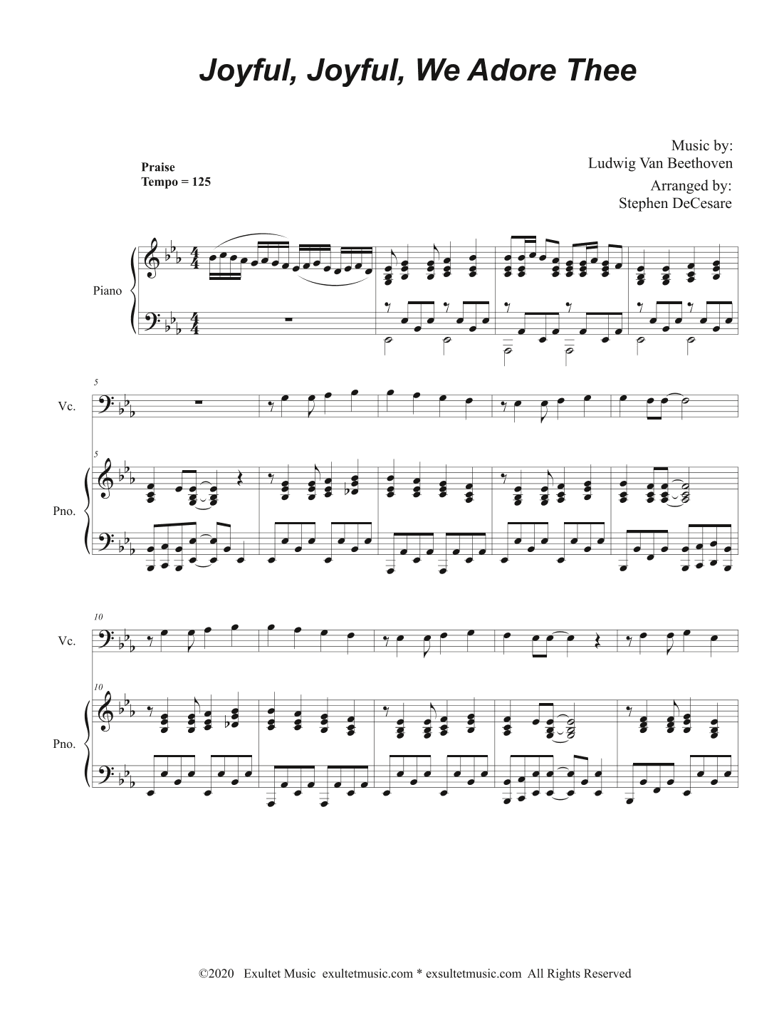 Joyful, Joyful, We Adore Thee (Cello solo and Piano) (arr. Stephen DeCesare)