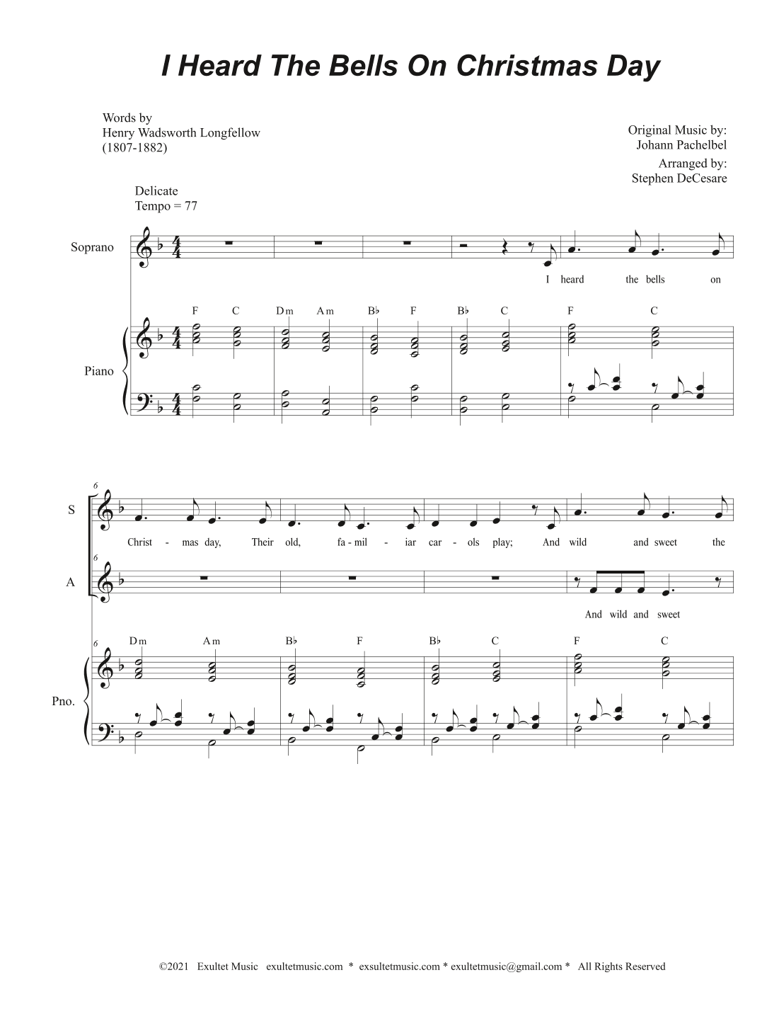 I Heard The Bells On Christmas Day (Duet for Soprano and Alto solo) (arr. Stephen DeCesare)