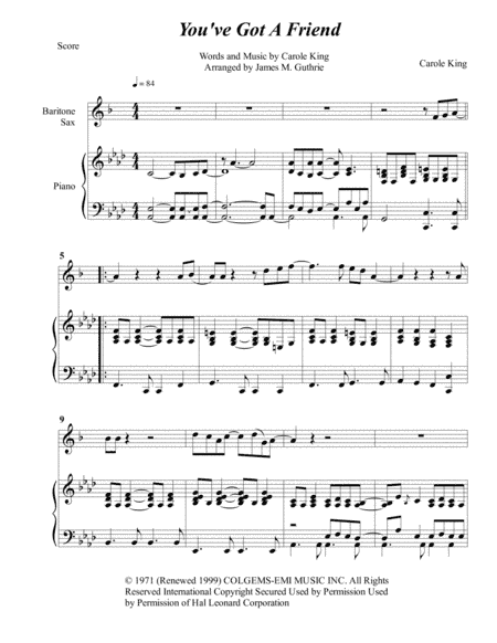 You've Got A Friend (arr. James M. Guthrie, ASCAP)