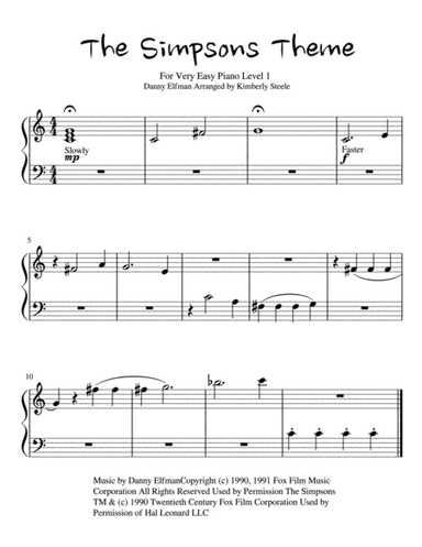 Theme From The Simpsons TM  from the Twentieth Century Fox Television Series THE SIMPSONS (arr. Kimberly Steele)