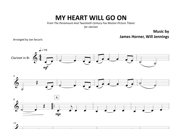 My Heart Will Go On (love Theme From 'titanic') (arr. Joe Securis)