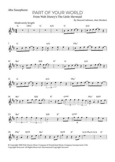 Part Of Your World (reprise) (arr. Alex Nunes Rodrigues)