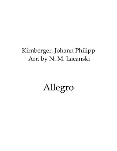 Allegro (arr. Nick M Lacanski)
