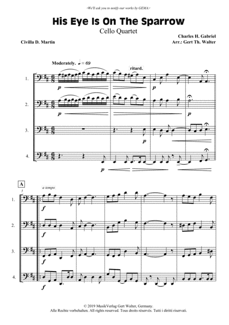His Eye Is On The Sparrow (arr. Gert Th. Walter)