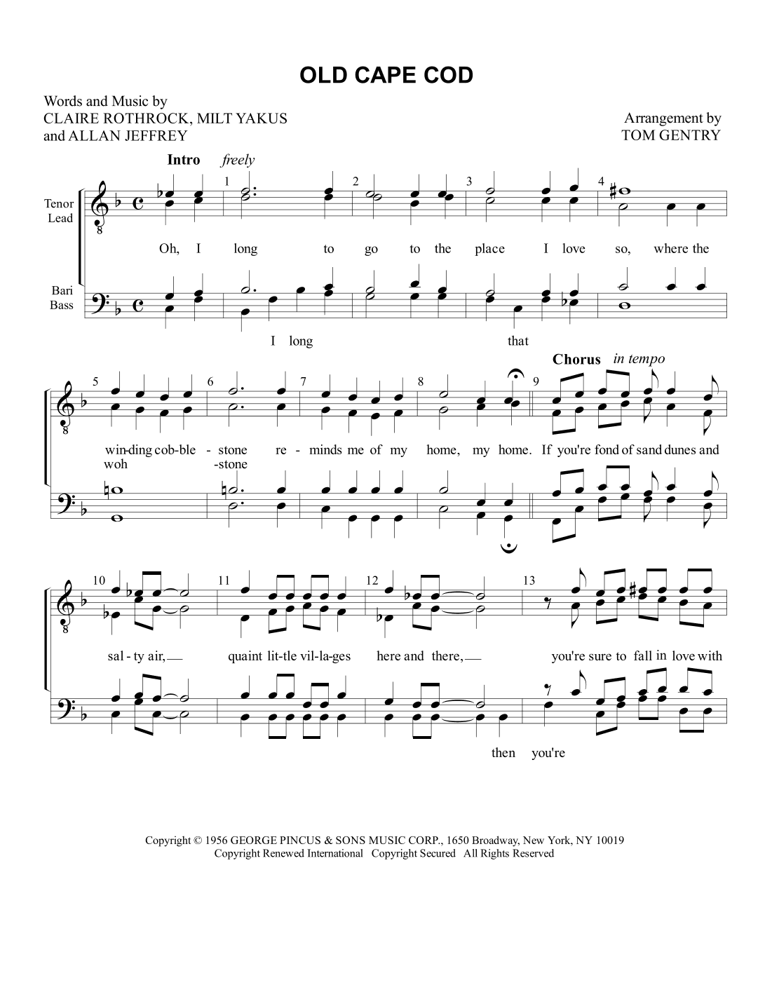 Old Cape Cod (arr. Tom Gentry)