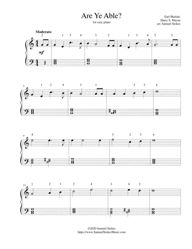 Are Ye Able - for easy piano (arr. Samuel Stokes)