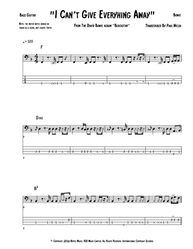 I Can't Give Everything Away (arr. Accubass)