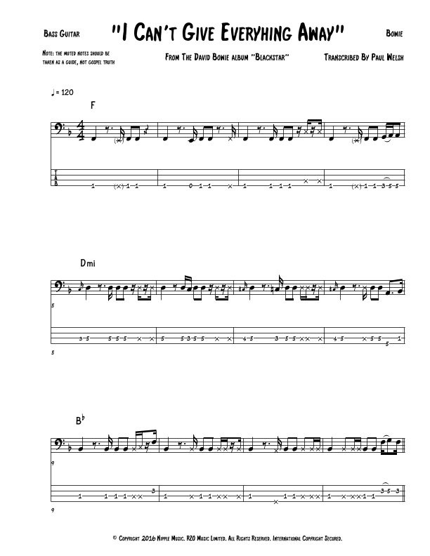 I Can't Give Everything Away (arr. Accubass)