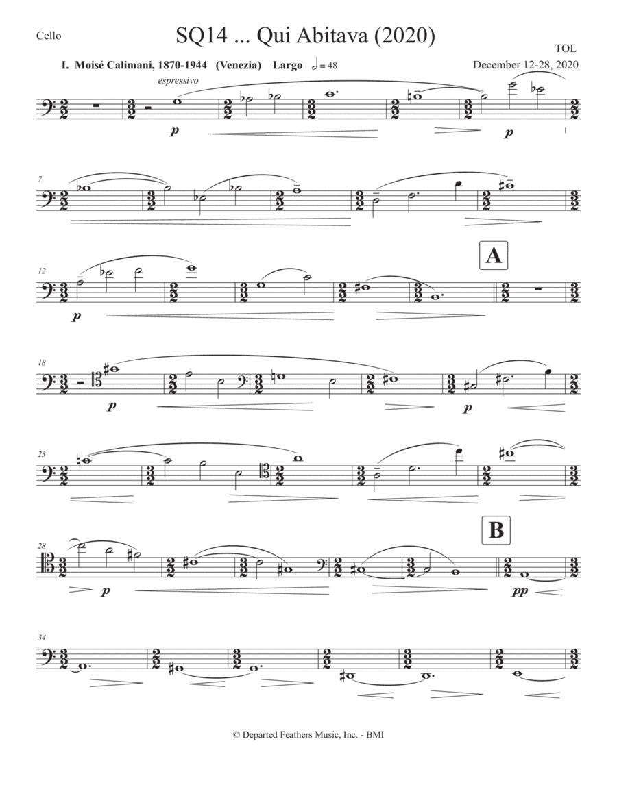 SQ14 ... Qui Abitava (2020) cello part