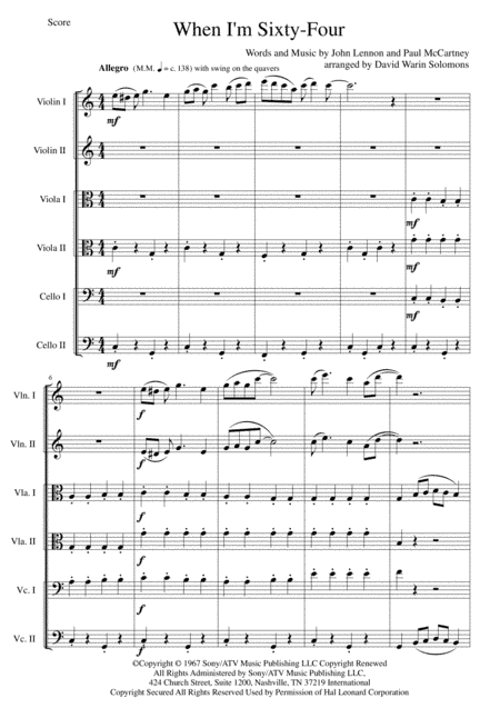 When I'm Sixty-Four (arr. David Warin Solomons)