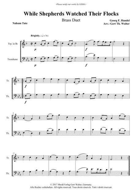 While Shepherds Watched Their Flocks (arr. Gert Th. Walter)