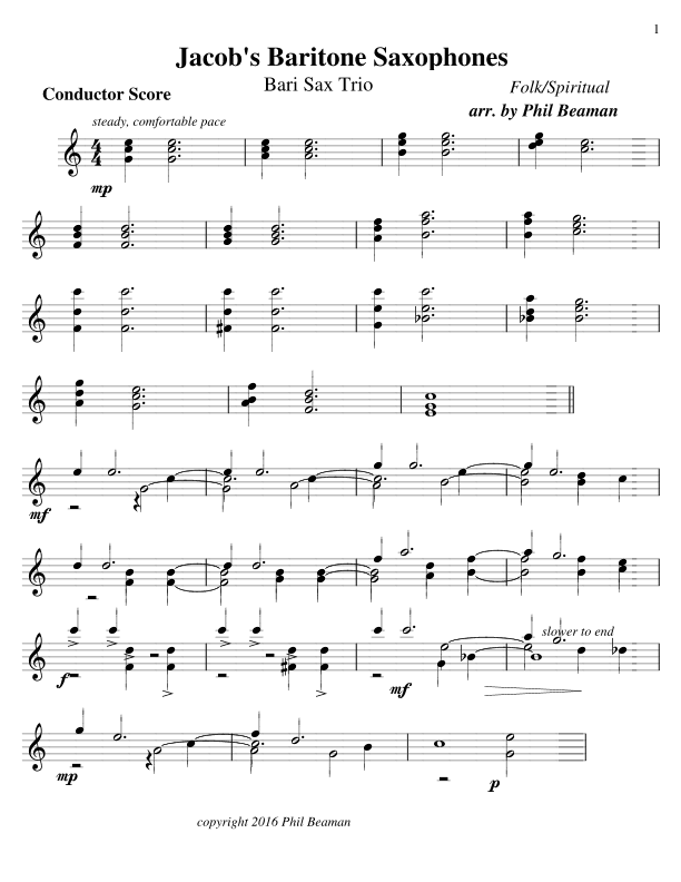 Jacob's Baritone Saxophones - Trio (arr. Phil Beaman)