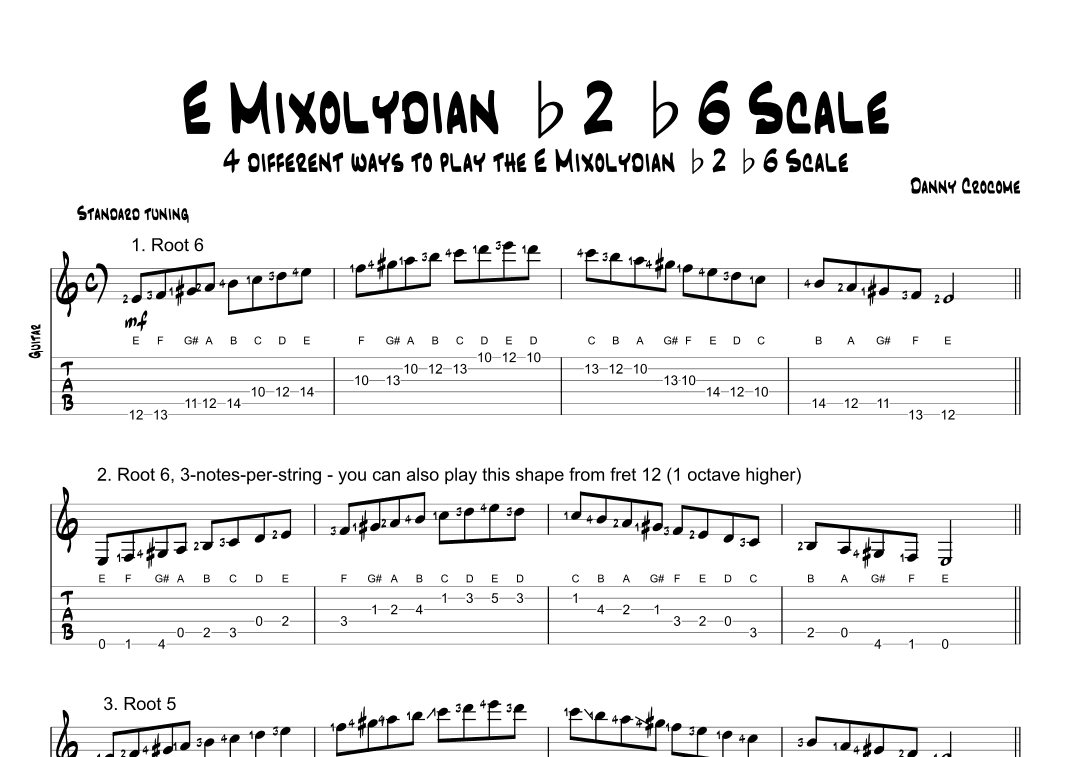 E Mixolydian b2 b6 Scale (4 Ways to Play)