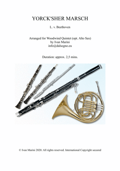 YORCKSCHER MARSCH by L. v. Beethoven - for Woodwind Quintet (arr. Ivan Marini)