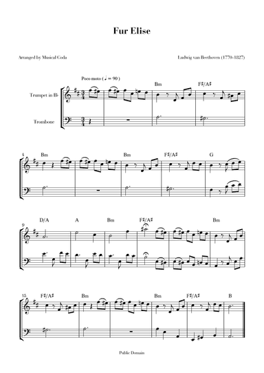 Fur Elise - Trumpet & Trombone (arr. Musical Coda)