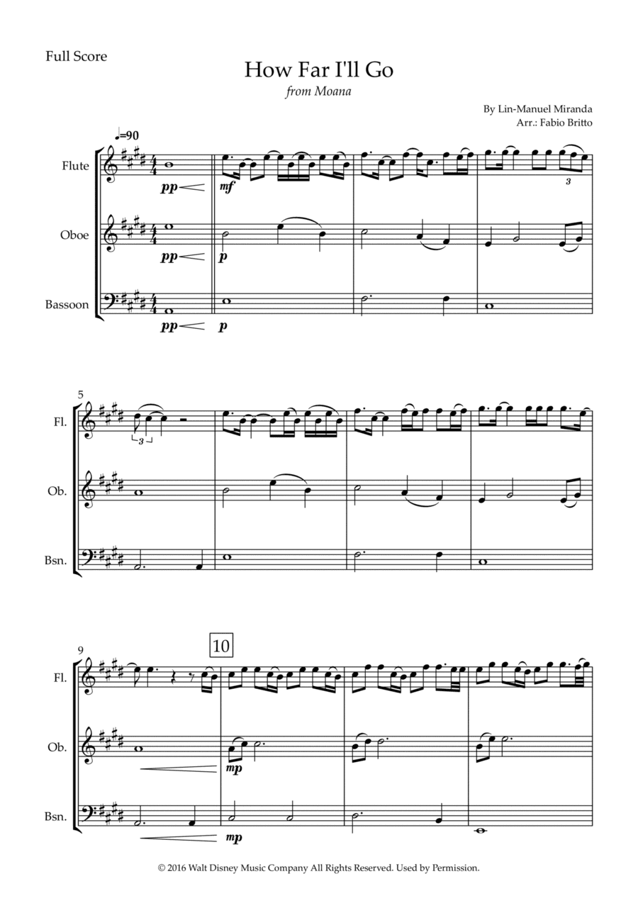 How Far I'll Go (arr. Fabio Britto)