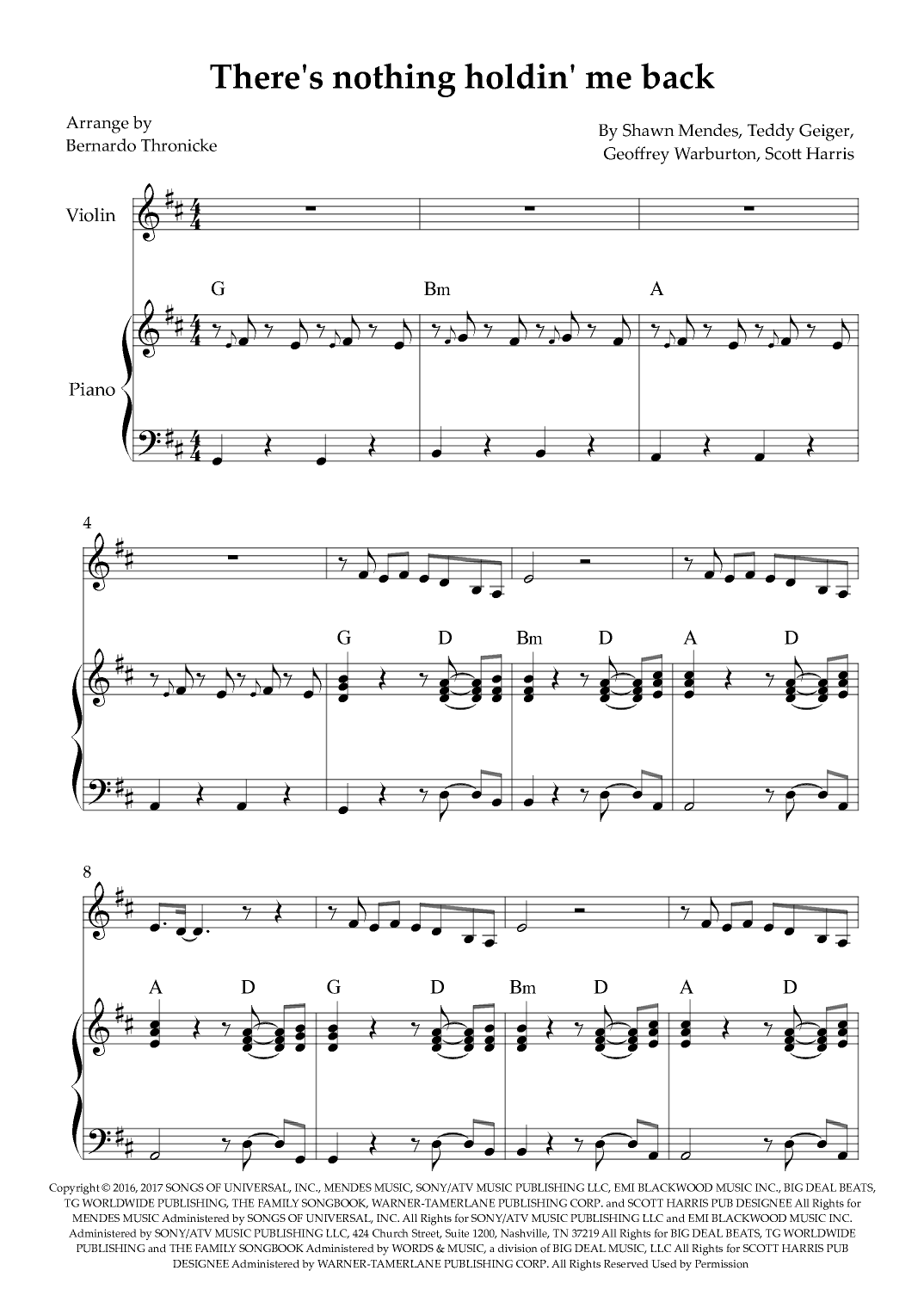 There's Nothing Holdin' Me Back (arr. Bernardo Thronicke)