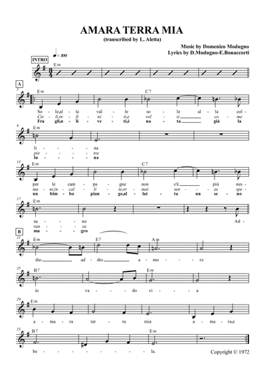 Amara Terra Mia (arr. Luca Aletta)