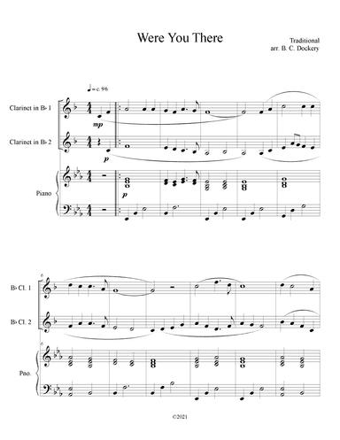 Were You There (Clarinet Duet with Piano Accompaniment) (arr. B. C. Dockery)