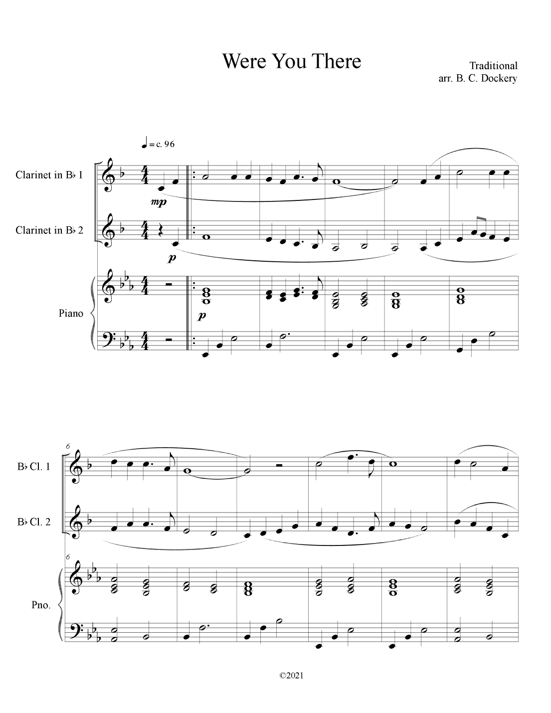 Were You There (Clarinet Duet with Piano Accompaniment) (arr. B. C. Dockery)