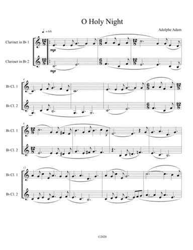 O Holy Night clarinet duet (arr. B C Dockery)