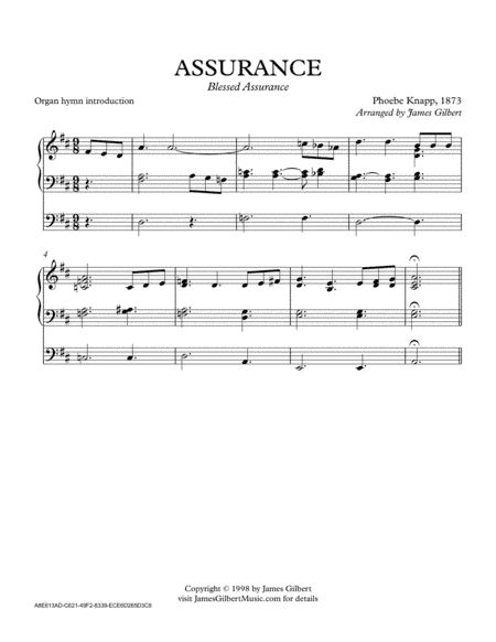 ASSURANCE (Blessed Assurance) (arr. James Gilbert Music)