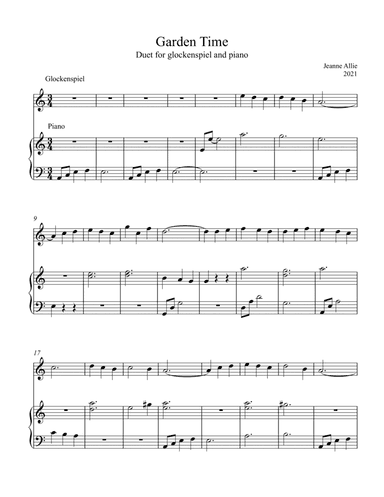 Garden Time duet for Piano and Glockenspiel