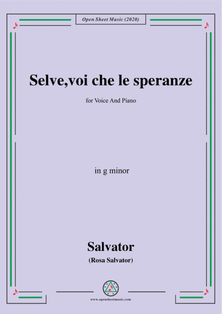 Rosa-Selve,voi che le speranze,in g minor,for Voice and Piano (arr. MSM)