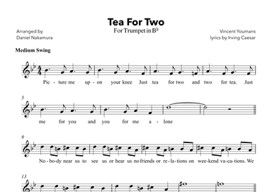 Tea For Two (For Trumpet with Lyrics) (arr. Daniel Nakamura)