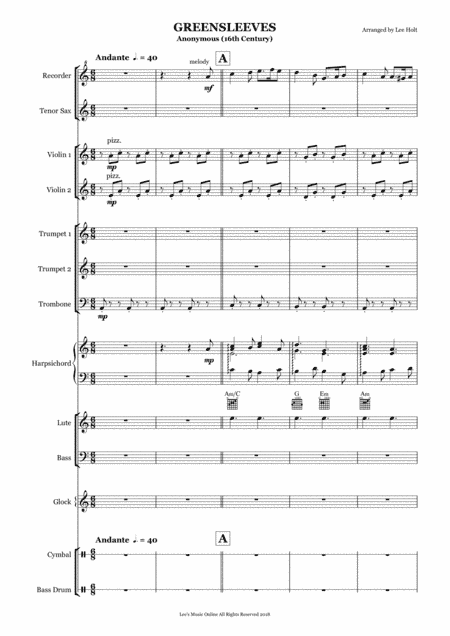 GREENSLEEVES for School Concert Band (arr. Lee Holt)