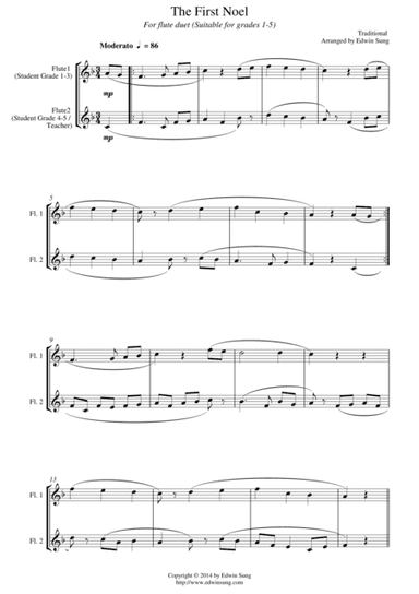 The First Noel (for flute duet, suitable for grades 1-5) (arr. Edwin Sung)