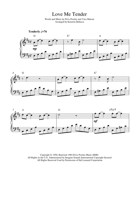 Love Me Tender (arr. Kaiserin Rebecca)