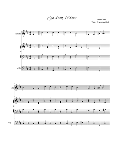 Go down Moses. Violin, piano and cello (arr. Ester Alessandrini)