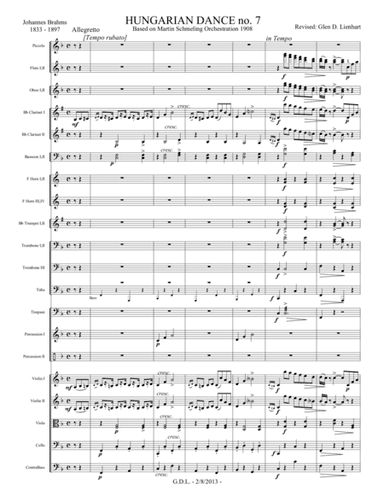 Hungarian Dance no. 7 - Extra Score (arr. Glen D. Lienhart)