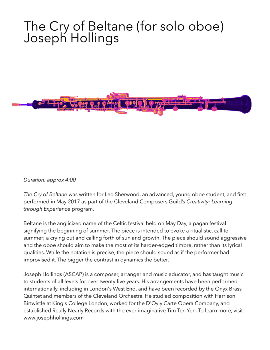 The Cry of Beltane (for solo oboe)