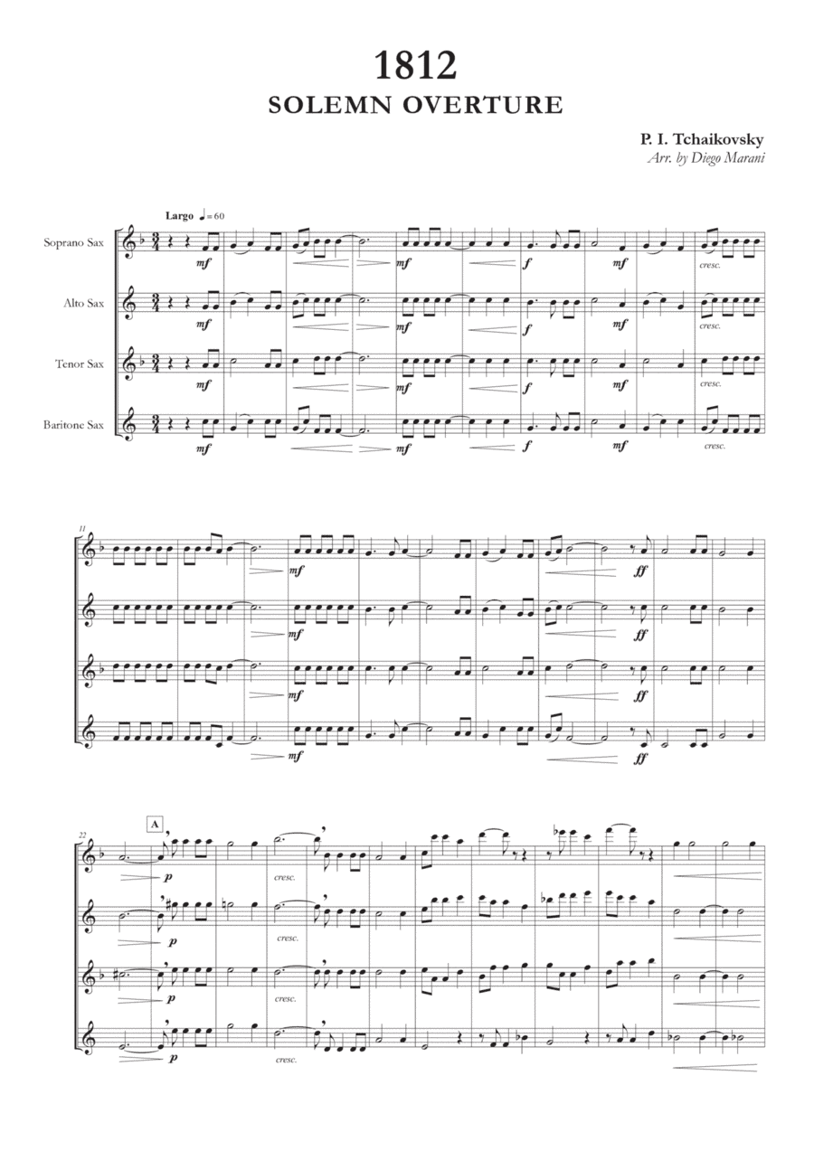 1812 Overture for Saxophone Quartet (arr. Diego Marani)