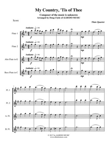 My Country, 'Tis of Thee for Flute Quartet (arr. Doug Clyde)